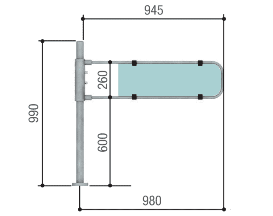 Размеры механической калитки FLAG 900 от CAME