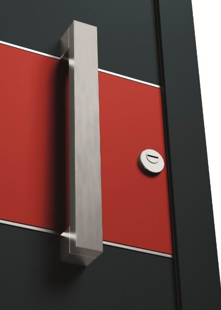 Наружные двери Hormann ThermoSafe Мотив 832 — цветовое сочетание серый антрацит с красным